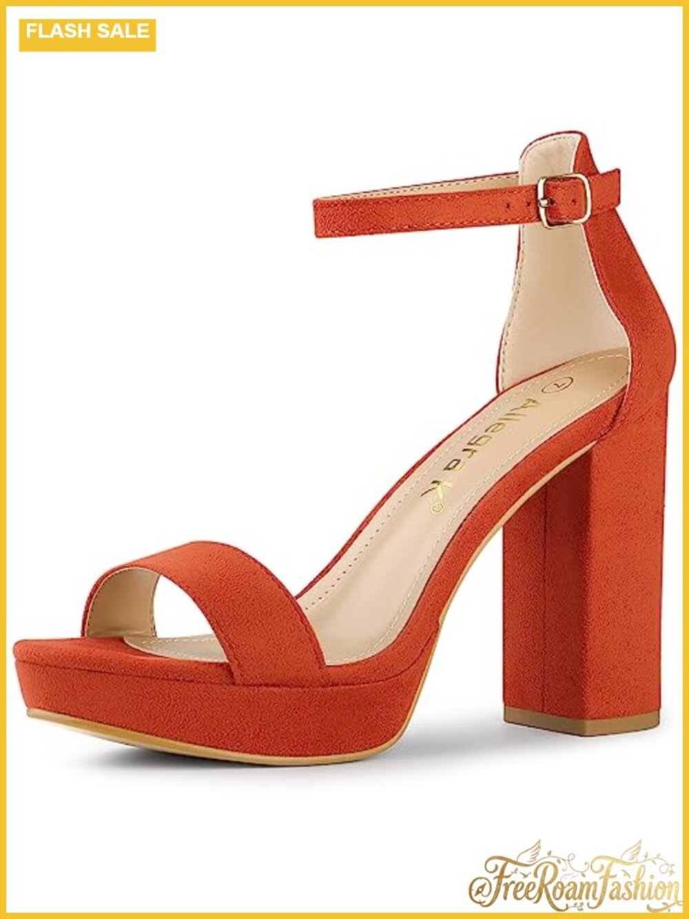 Allegra K Womens Faux Suede Ankle Strap Platform Chunky Heels Sandals